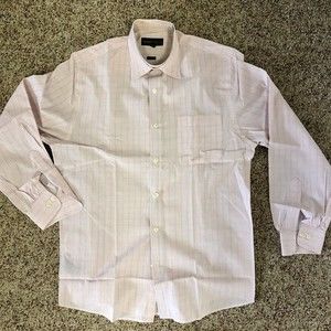 Tricots St Raphael Mens Dress Shirt Medium Cotton Long Sleeve Cotton Windowpane